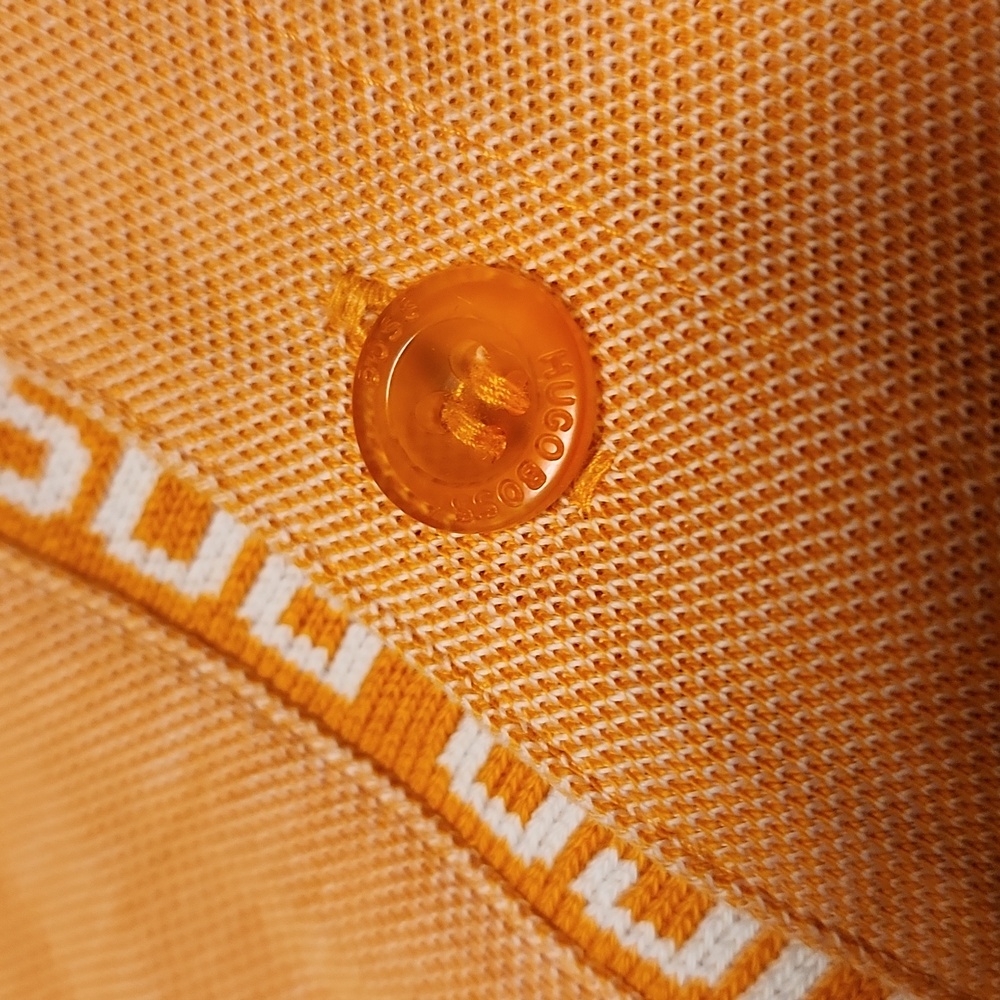 Hugo Boss Orange & White logo Tape Spellout Slim Fit Polo Shirt - Picture 4 of 12